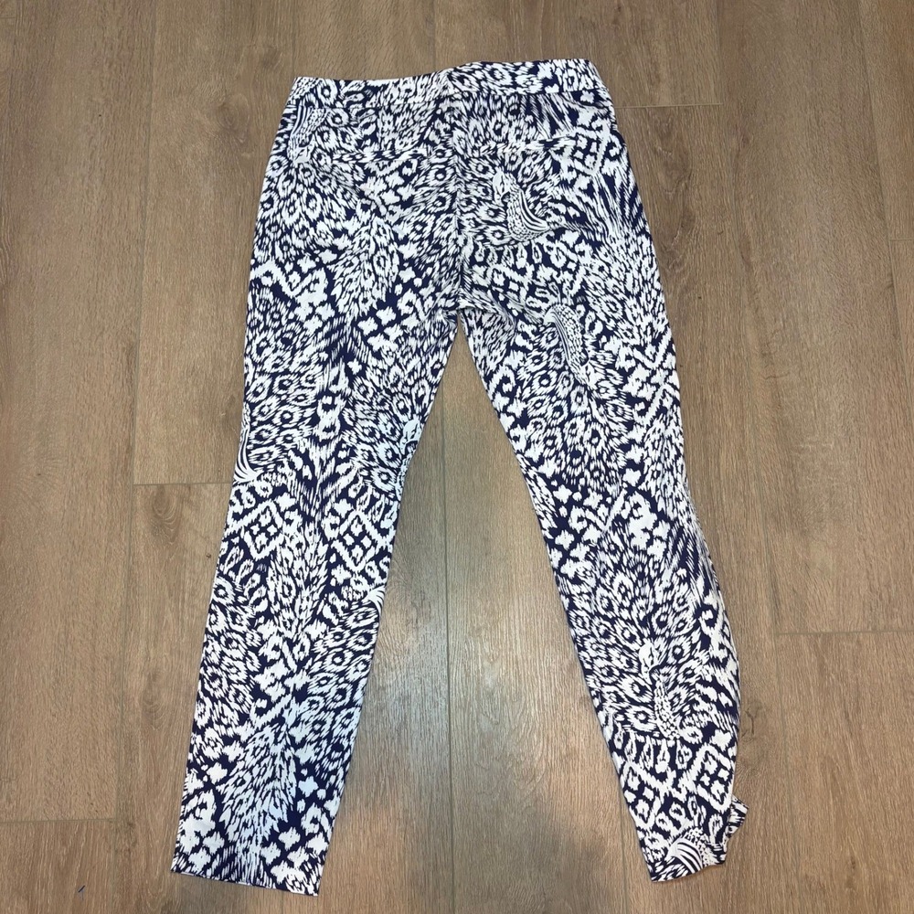 Lilly Pulitzer Kelly Ankle Pants Navy White Ikat Jacquard Trousers Womens 8 - Picture 9 of 11